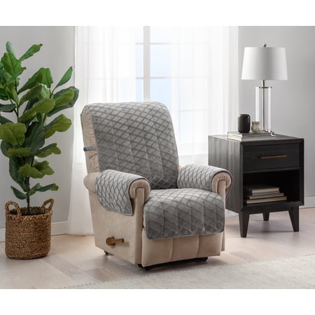 Innovative Textile Solutions 1-piece Fairmont Diamond Plush Recliner Furniture Cover  Grey