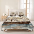 thumbnail image 3 of Quilts Queen Size Bedding Set, Coastal Nautical Lightweight Quilted Comforter, Summer Ocean Vintage Sailboats Waves Soft Reversible Bedspread Coverlet with Pillow Covers for All Season, 90" x 96", 3 of 9