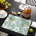 thumbnail image 4 of Coastal Starfish Placemats Set of 4, Mint Green Nautical Vintage Marine Life Washable Wipeable Table Mats for Dining Tables, Indoor Outdoor Kitchen Place Mats for Holiday Party Table Decor, 4 of 9