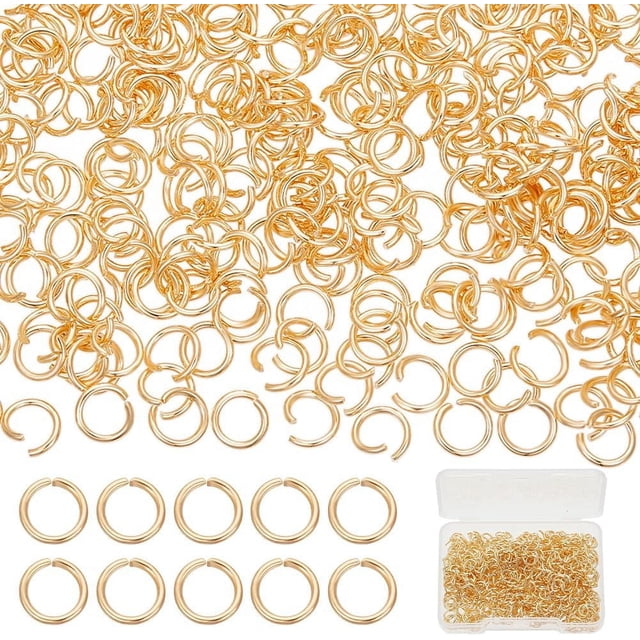 Caja de 600 anillas abiertas de acero inoxidable chapadas en oro de 18 quilates, 6 mm, para hacer joyas, pulseras, collares, pendientes y manualidades.