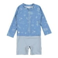 thumbnail image 1 of Nano One-Piece Rashguard Boys Swimsuit (UBF 50+) - Pale Blue Stripes (3-6 Months), 1 of 1