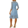 thumbnail image 3 of INSPIRE CHIC Women's Lace Dress 3/4 Sleeves Ruffle Bodycon Fishtail Elegant Dress L Light Blue, 3 of 6