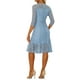thumbnail image 3 of Vestido de encaje para mujer Inspire Chic con mangas 3/4, vestido ajustado con volantes y cola de pez, elegante, color azul claro, talla XL, 3 of 6