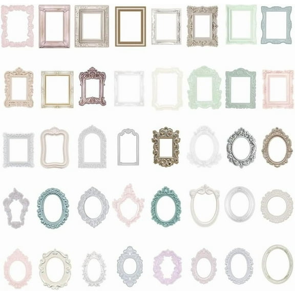 40Pcs 4 Styles Scrapbook Frame Cutouts Scrapbook Border Paper Hollow White Vintage Retro Small Window Photo Picture Non Adhesive Decorative Paper for Journal Cards Art DIY Making Crafts