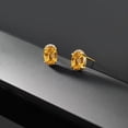thumbnail image 4 of Gem Stone King 18K Yellow Gold Plated Silver Yellow Citrine and White Topaz Stud Earrings for Women (1.52 Cttw, Gemstone November Birthstone, Oval Checkerboard 7X5MM), 4 of 4
