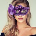 thumbnail image 5 of Unique Bargains 1 Pack Elegant Floral Sequins Half Face Party Mask Purple, 5 of 5