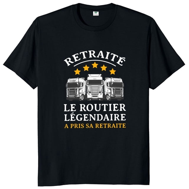 Camis conductor papá camiseta texto francés jubilación jubilado papá regalo del Día del Padre manga corta Casual Unisex algodón suave Tops