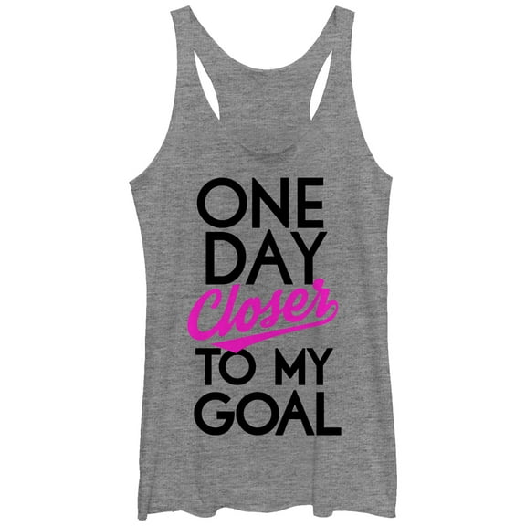 Women's CHIN UP One Day Closer to My Goal  Racerback Tank Top Gray Heather Large