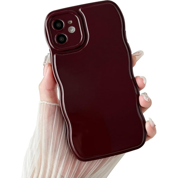 for iPhone 11 Pro Max Phone Case, Cute Simple Curly Wave Frame Shape, Soft Silicone Aesthetic Shockproof Compatible with iPhone Case (Burgundy, iPhone 11 Pro Max)