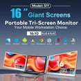 thumbnail image 2 of TUTT 16” Dual Portable Monitor | 16:10 Ratio FHD IPS Triple Screen Extender | Dual Rotating Screens | Standalone | H5 Converter Cable | Windows, Mac OS – Model S11, 2 of 11