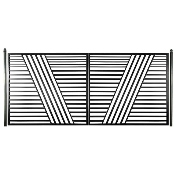 ALEKO Modern Yard Garden Sofia Style Dual Swing Steel Driveway Gate 18 ft Black