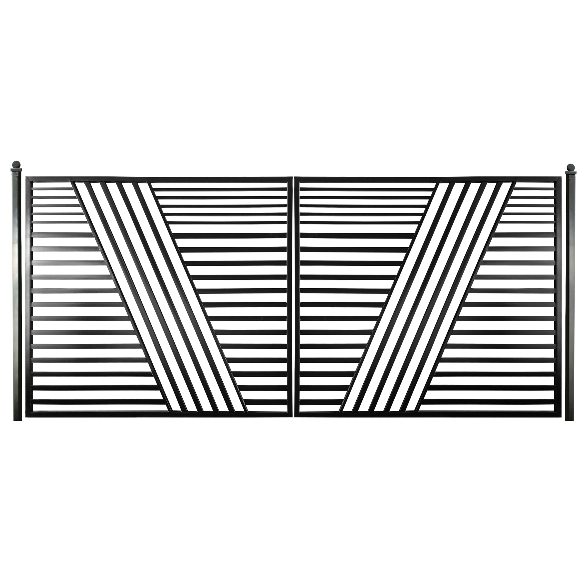ALEKO Modern Yard Garden Sofia Style Dual Swing Steel Driveway Gate 16 ft Black