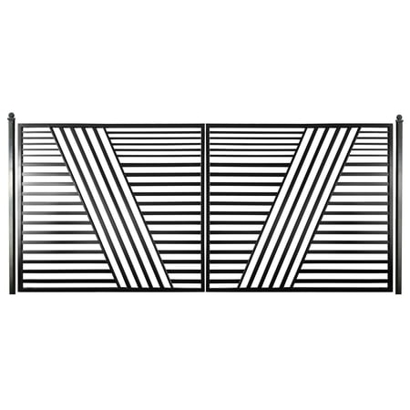 ALEKO Modern Yard Garden Sofia Style Dual Swing Steel Driveway Gate 18 ft Black