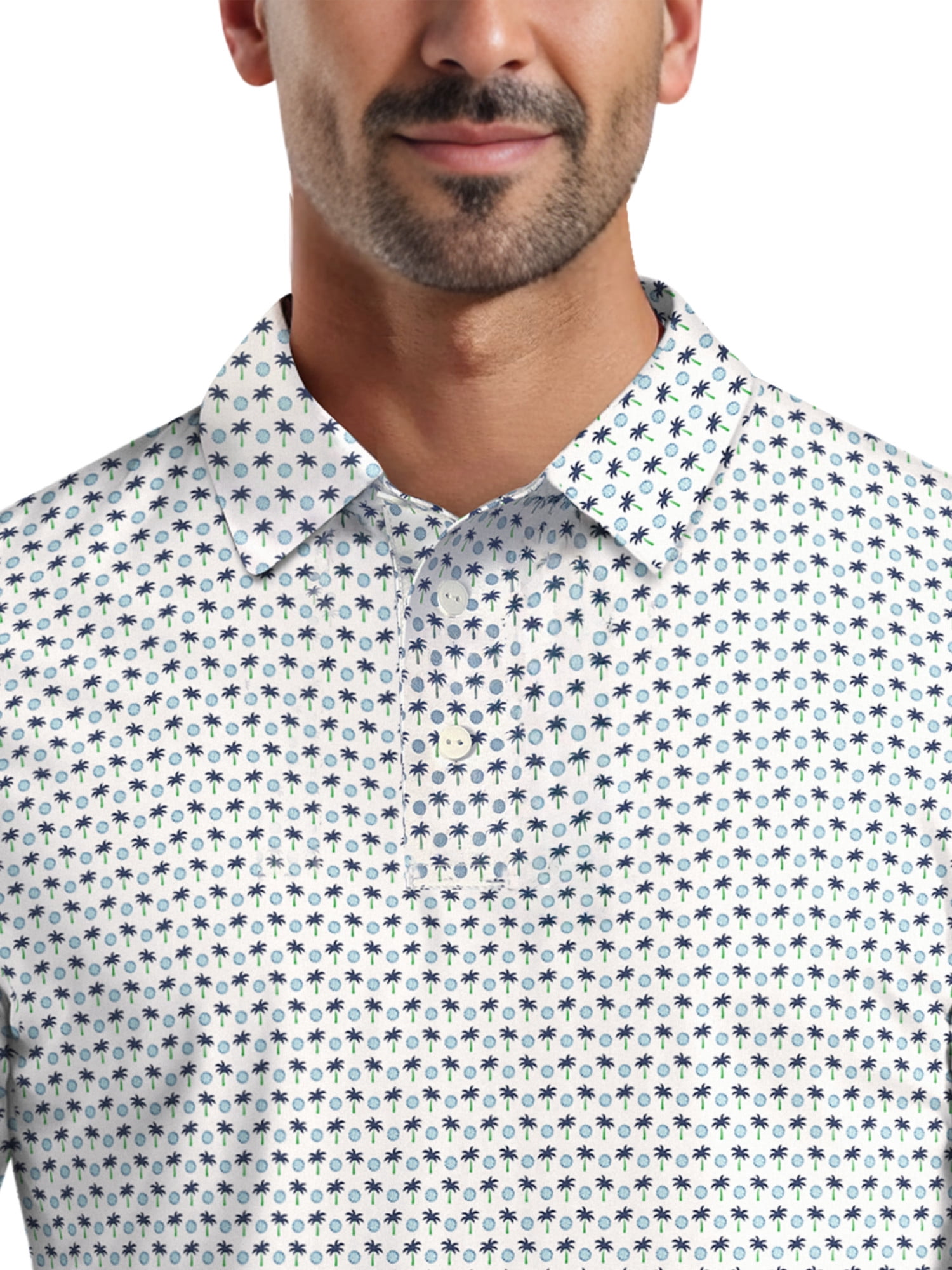 Ben Hogan Men's & Big Men's Performance Palm Tree Golf Ball Short Sleeve Polo Shirt, Sizes S-5XL