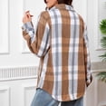 thumbnail image 5 of Womens Flannel Plaid Shacket Jacket Fleece Sherpa Lined Button Down Tartan Trench with Pocket Fashion Coat, 5 of 5