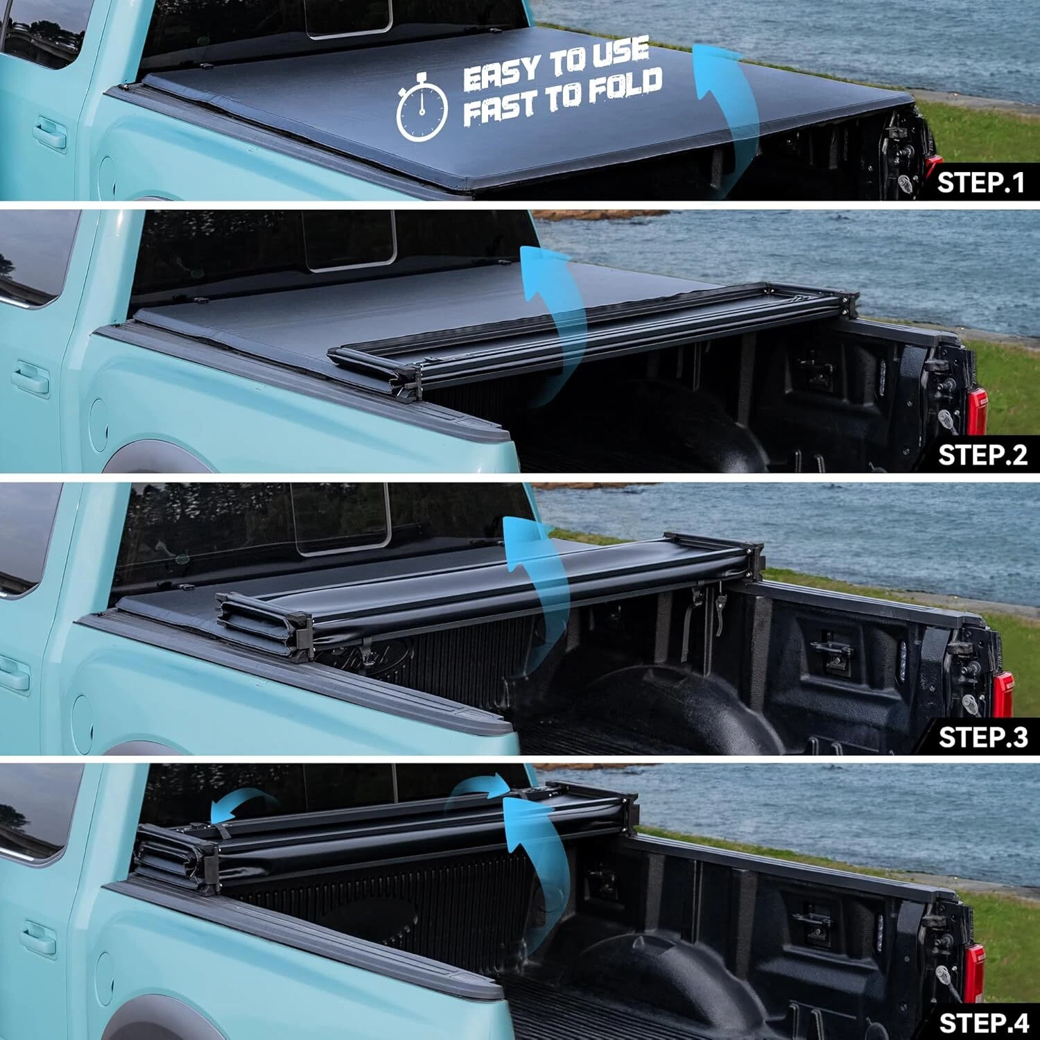 WHALEMOTOR Truck Bed Tonneau Cover for 2007-2026 Chevy Silverado & GMC Sierra 1500, 5.8ft Bed Soft Tri Fold Vinyl Top Alloy Steel Cover,NO CarbonPro Bed