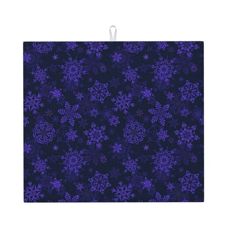 

Lukts purple flower Snowflake Print Ultra Water Dish Drying Mat Slip Resistant Pad for Sink Dishes or Under Rack Kitchen Counter Accessories