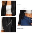 thumbnail image 2 of Chaquetas de trabajo informales para mujer cómodas y transpirables chaquetas de mujer color puro manga larga poliéster parte delantera abierta para citas para niñas para ANGGREK Otros, 2 of 5