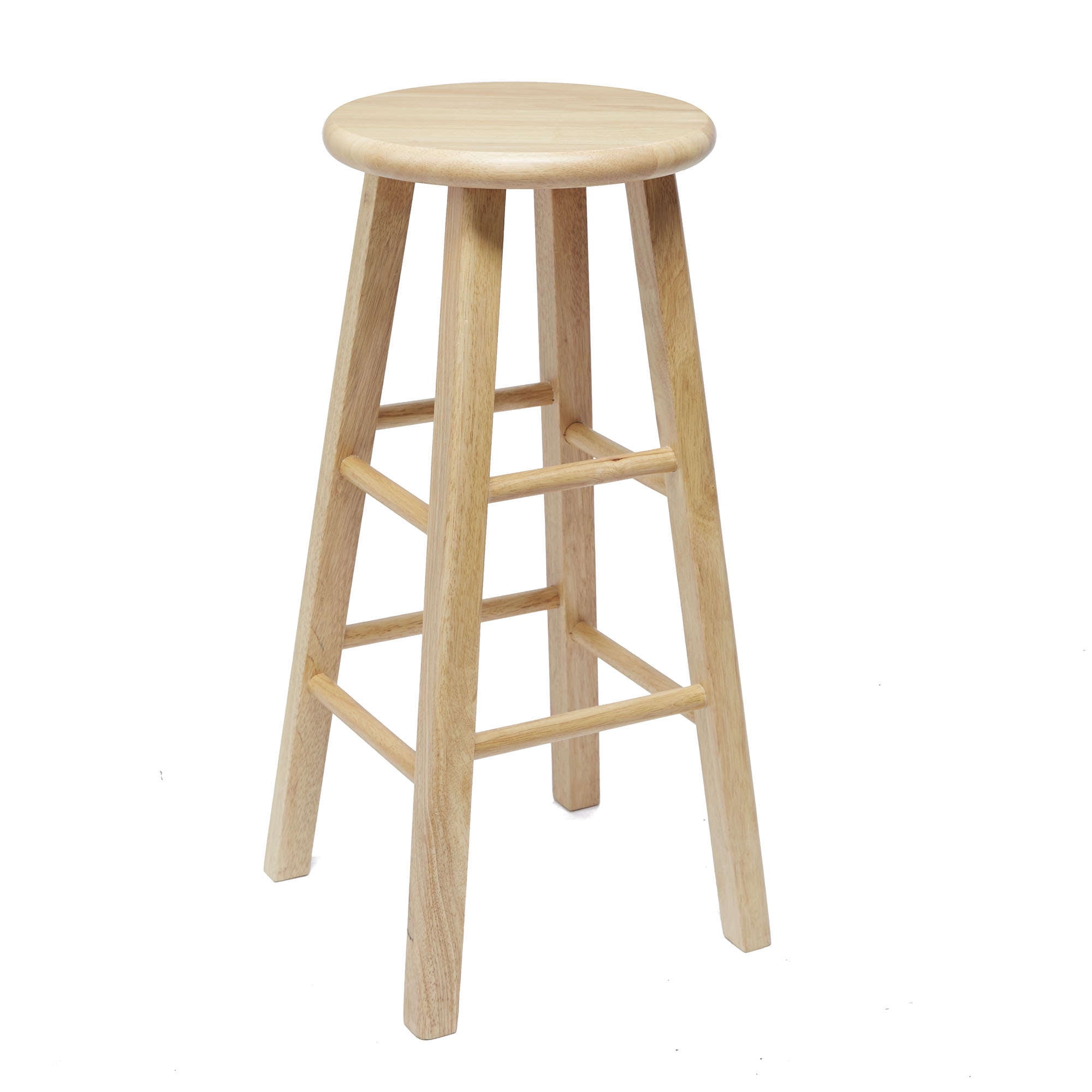 Mainstays  Natural Wood Backless Bar Stool, Fully Assembled, 29" High