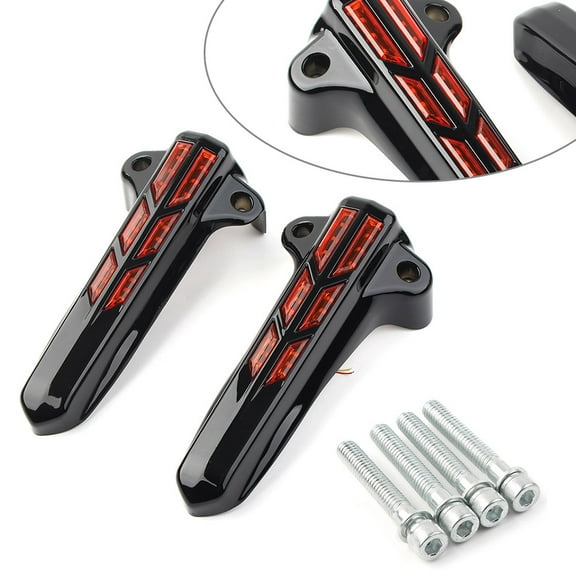NS 2x Front Lower Fork Leg Cover LED Smoke Light for Harley FLHR FLHX 2014-2020