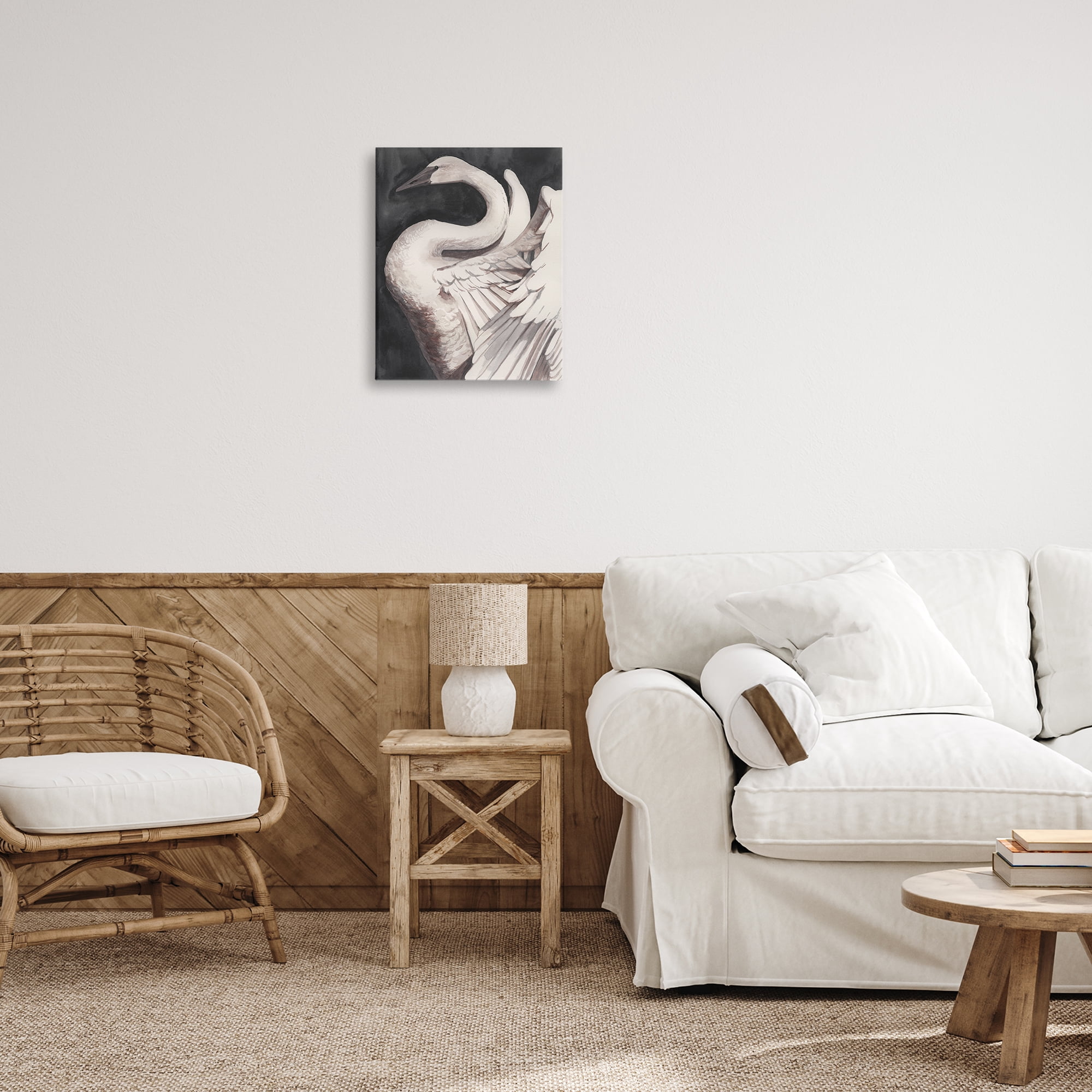 Stupell Industries Swan Spreading Wings Animals Painting Wrapped Canvas Art Print Wall Art, 16 x 20