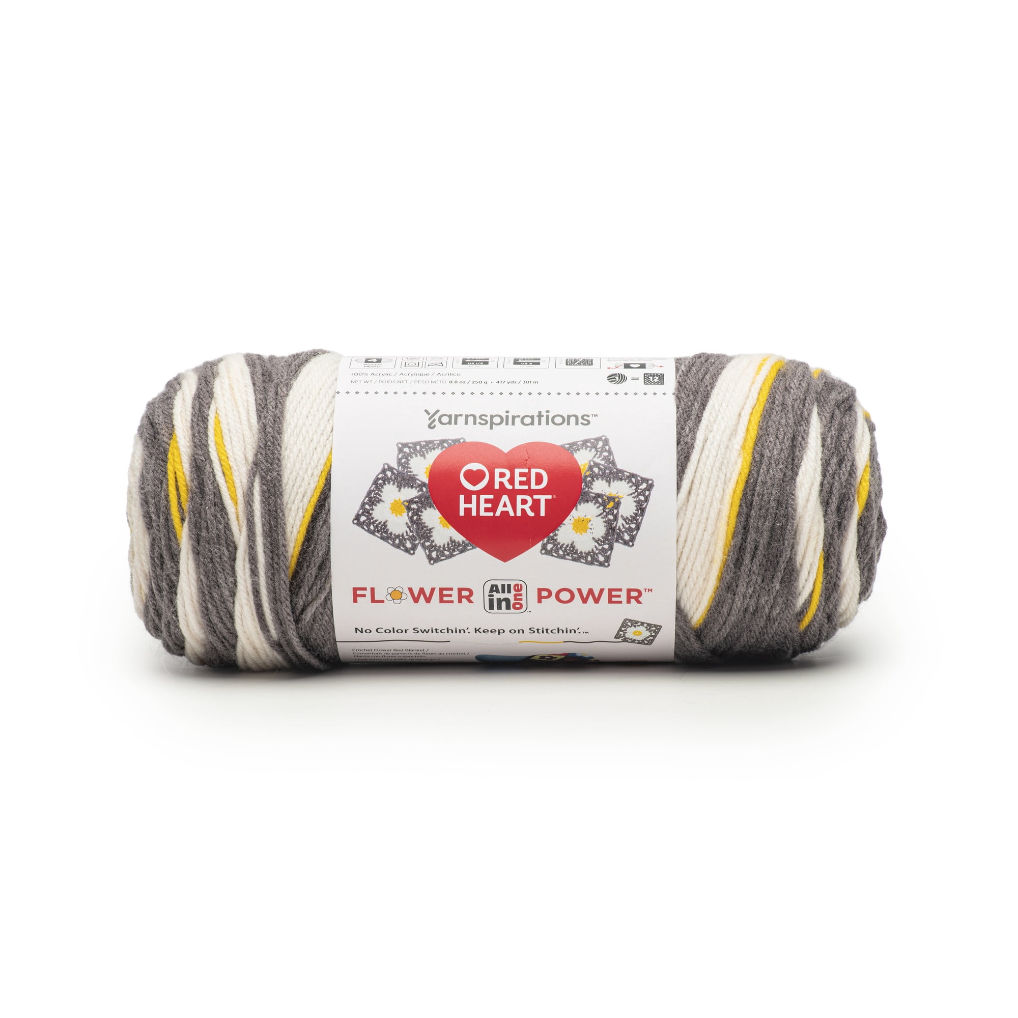Red Heart® AIO Flower Power™ #4 Medium Acrylic Yarn, Daisy Do 8.8oz/250g 417 Yards 3pk