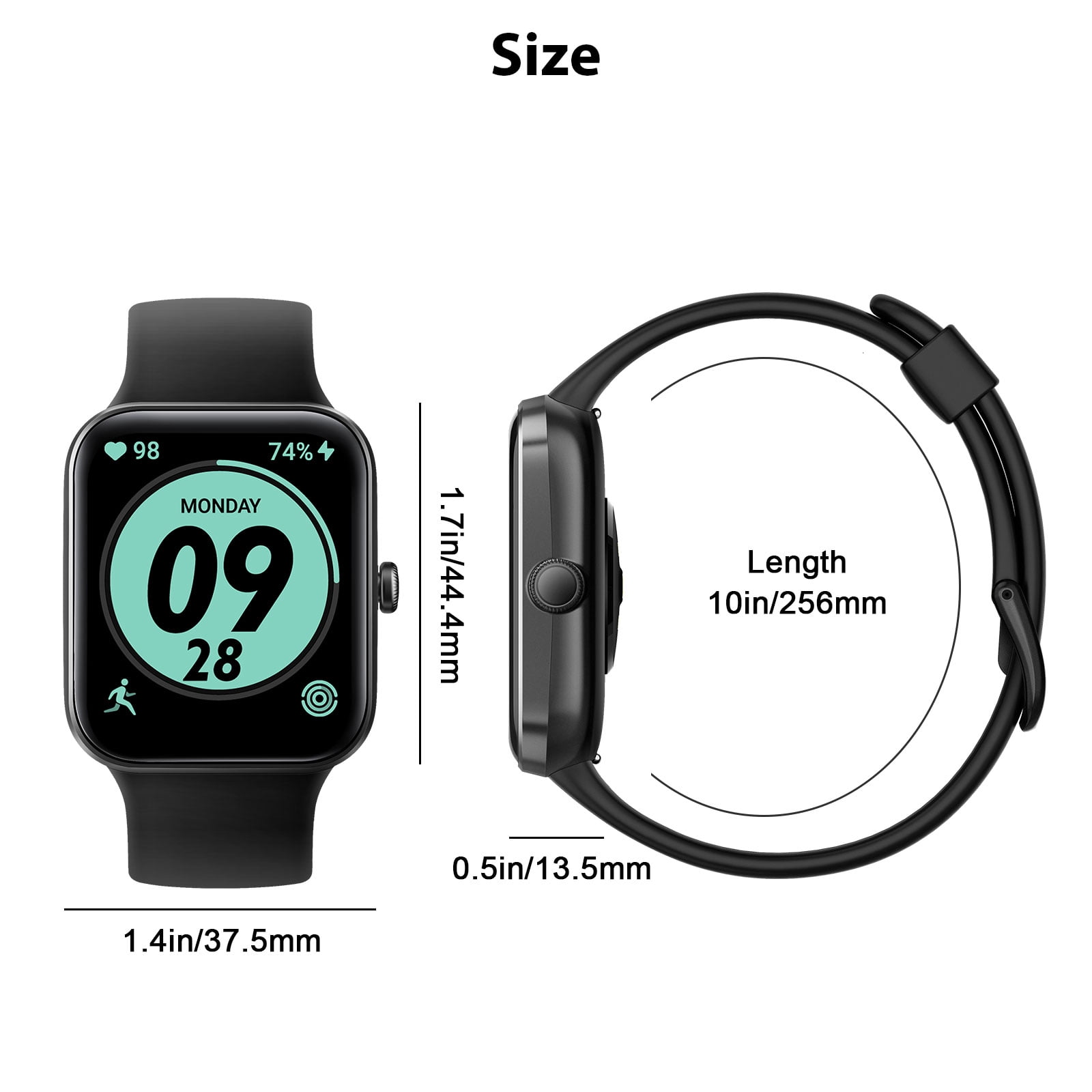 TSV Smart Watch, 1.3" Touch Screen Waterproof Fitness Band Smartwatch Compatible with Android & iOS, Black