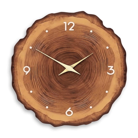 Farmhouse Wooden Clocks Battery Operated 12 Inch Vintage Brown Wall Clock for Kitchen Living Room Bedroom Bathroom Decorative Silent Wall Clock Non-Ticking
