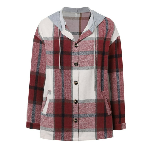 Womens Winter Jacket,Women Shacket Jacket Plaid Button Down Long Sleeve Shirt Fall Outfits 2024