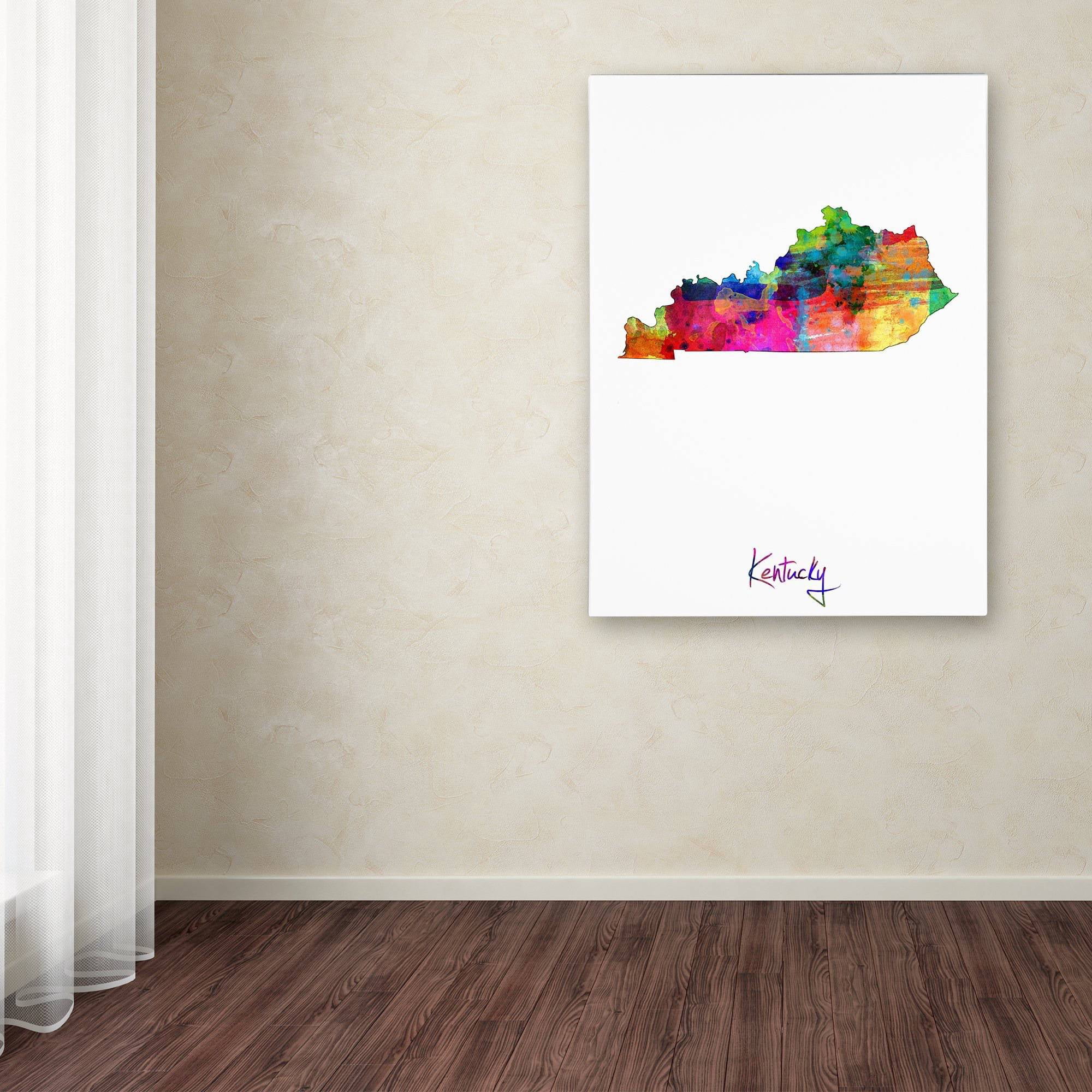Trademark Fine Art "Kentucky Map" Canvas Art by Michael Tompsett