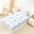 thumbnail image 4 of Manfei Blue Ribbon Bowknot Twin Sheet Sets 3pcs for Kids Teens,Kawaii Bow Plaid Bedding for Girls,Breathable Home Decor, 4 of 5