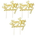 thumbnail image 5 of HEMOTON 3Pcs Birthday Cupcake Topper Golden Square Wood Material Usage, 5 of 8