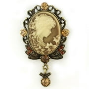 SOUL BREEZE COLLECTION Light Brown Cameo Brooch Pin Charm Classic Antique Bronze Replica i2