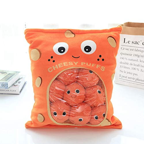 Cheesy Puffs Plush Toy, Puff Cheese Puff Stuffed Toy Game Pillow, Delicious Food Dessert Package, for Girlfriend Kids Boys Girls Birthday Gift (6pcs a Bag)