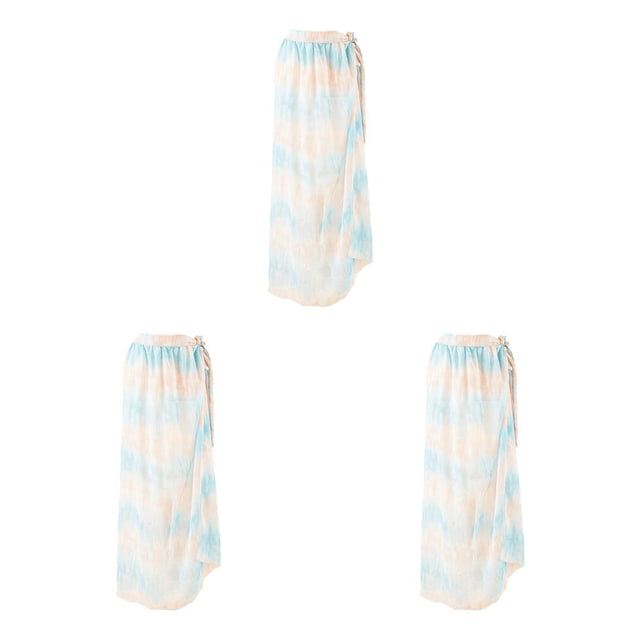 Eigraketly de mujer Gasa Cubrir Traje de baño Verano Playa Envoltura Ligero Cómodo Traje de baño Ropa de playa Gradiente de rayas Gradiente de rayas 3piezas