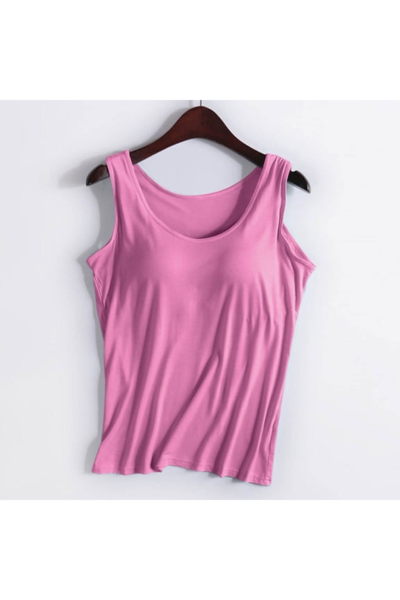 Women Solid Color Tops with Chest Pad No Steel Ring Cup Shirts Wide Strap Integrated Outerwear Yoga Sports Vest Camisole Women Large 3xl Maternity Clothes 3x Long Tops for Women