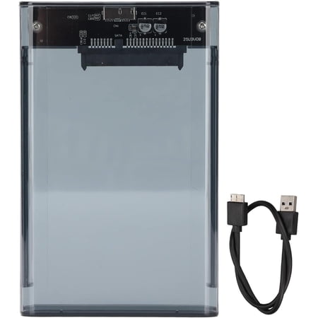 2.5'' External Hard Drive Enclosure USB 3.0 to SATA III Tool-Free Clear Hard Disk Case for 2.5 inch 7mm 9.5mm SATA HDD SSD Max 6TB Support UASP