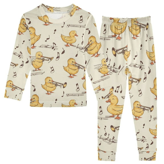 joogoo Cute Duck Musical 2 Piece Long Sleeve Tee and Pants Cotton Pajama Set 5Y
