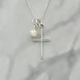 thumbnail image 3 of Cross Necklace in Sterling Silver. Christian Jewelry. Confirmation Gift for Her. Crystal Pearl. Faith. Confirmation Sponsor Gift, 3 of 8