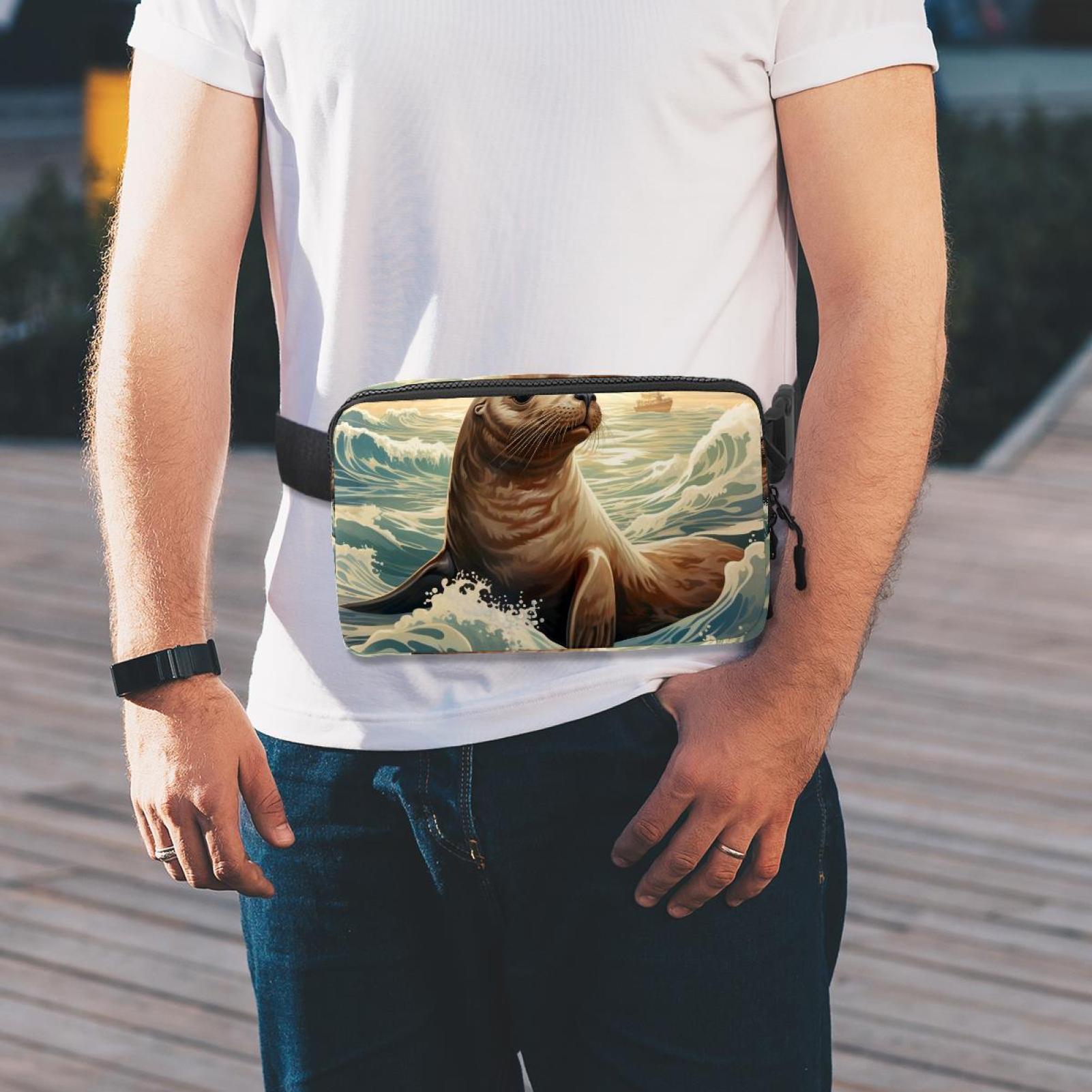 Christmas snowman Lightweight Adjustable Crossbody Bag with Extension Strap - Unisex Fanny Pack, Money Belt, Waist Bag