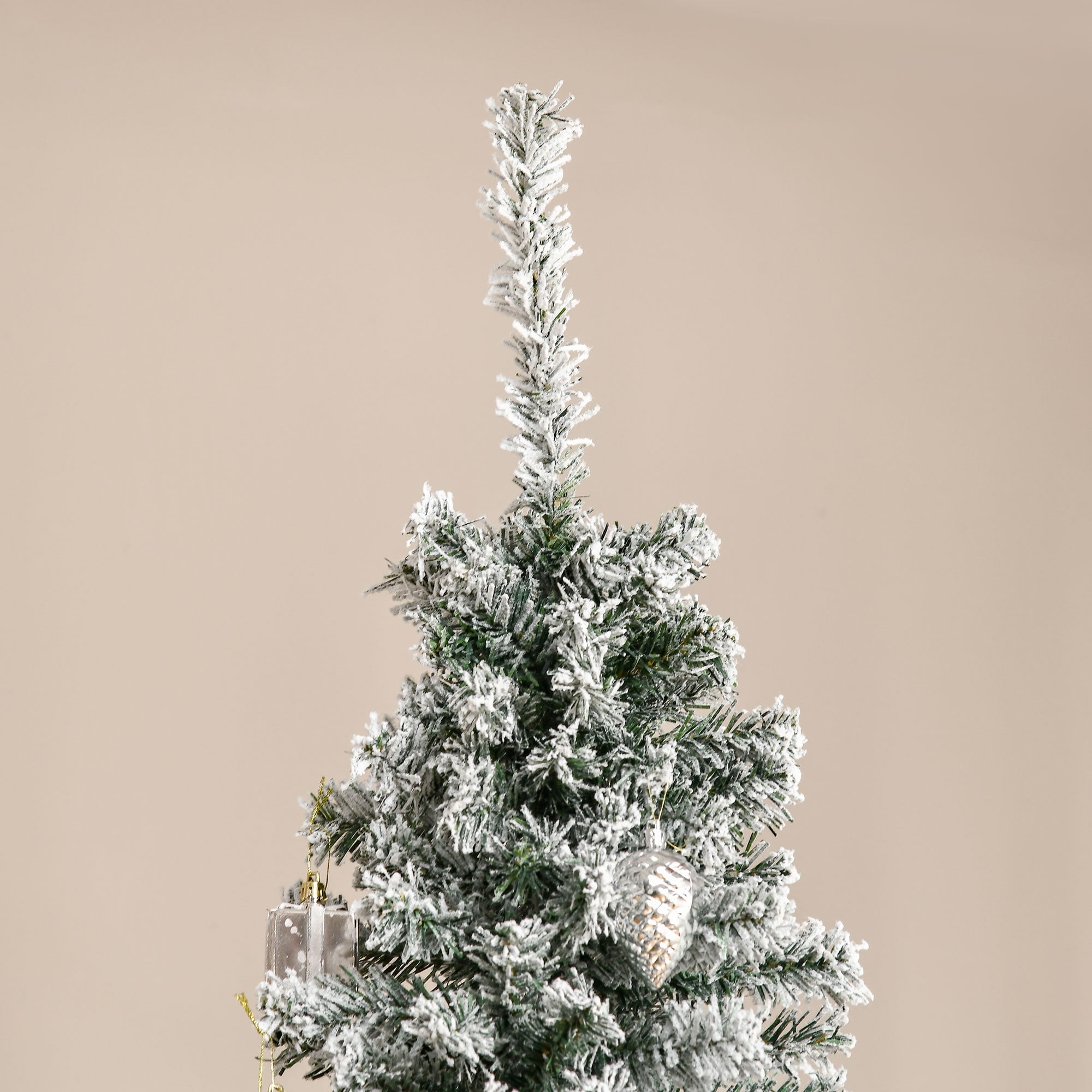 6ft Snow Flocked Christmas Tree Full Branch Tips Metal Stand Easy Assembly Indoor Decor