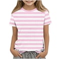 thumbnail image 1 of Zpanxa T Shirts for Girls Solid Color Round Neck Loose Fit Print Pattern Top Polyester Spandex 11-12 Years, 1 of 5