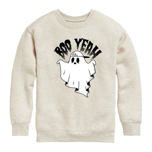 Instant Message - Scary Cool Ghost Boo Yeah - Toddler & Youth Crewneck Fleece Sweatshirt