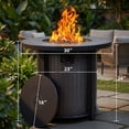 thumbnail image 3 of 30" Propane Fire Pit Table, SHINPT 50000 BTU Outdoor Fire Pit with Lid and Lava Rock, Outdoor Fire Table for Backyard, Garden, Gas Fire Pit for Outside, Patio, Add Ambience to Gatherings, 3 of 9
