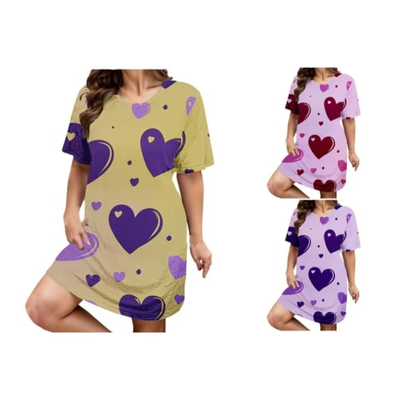 WJHWSX Nightgowns for Women,Womens Nightgown,Comfort Fit,Easy Care,Printed,Yellow,2XL(US:12)