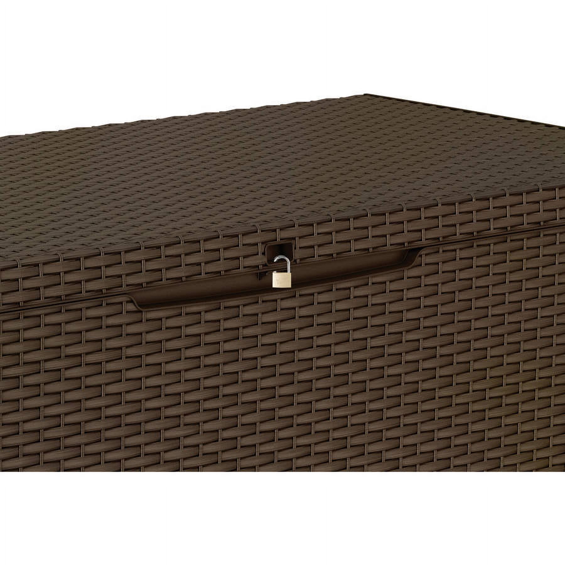 Keter Capri Rattan Resin 80-Gal Outdoor Storage Plastic Deck Box, Espresso Brown - image 4 of 6