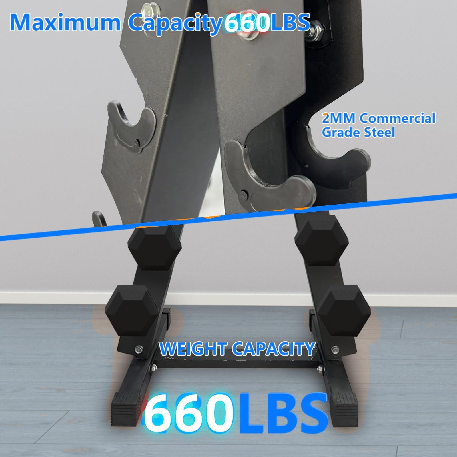 Dumbbell Rack Stand Only, Weight Rack for Dumbbells, Compact A-Frame Home Gym Space Saver, 660 LBS Weight Capacity