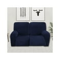 thumbnail image 2 of Velvet Recliner Slipcover Recliner Chair Cover, 2 Seater Stretch Armchair Covers Sofa Slipcover Soft Cozy Recliner Cover Furniture Protector-navy, 2 of 8