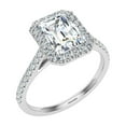 thumbnail image 2 of Dash Jewelry 1.9 Ct Emerald Cut Engagement Ring - 14K White Gold Plated Moissanite with Hidden Halo Solitaire Setting Ring - Classic Wedding Ring - Memorable Gift for Her on Special Occasion, 2 of 6