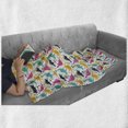 thumbnail image 5 of Dino Soft Flannel Fleece Throw Blanket, Rhythmic Colorful Dinosaurs on Plain Background, Cozy Plush for Indoor and Outdoor Use, 70" x 90", Multicolor, by Ambesonne, 5 of 5